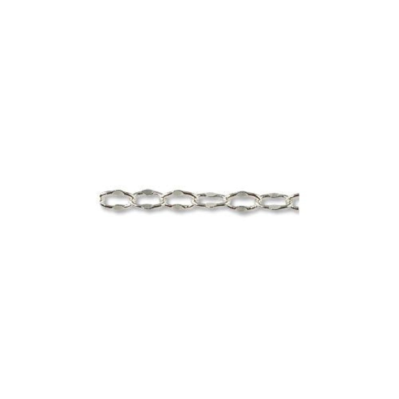 JewelrySupply Crimped Oval Link Cable Chain 3mm Silver Plated (Foot)
